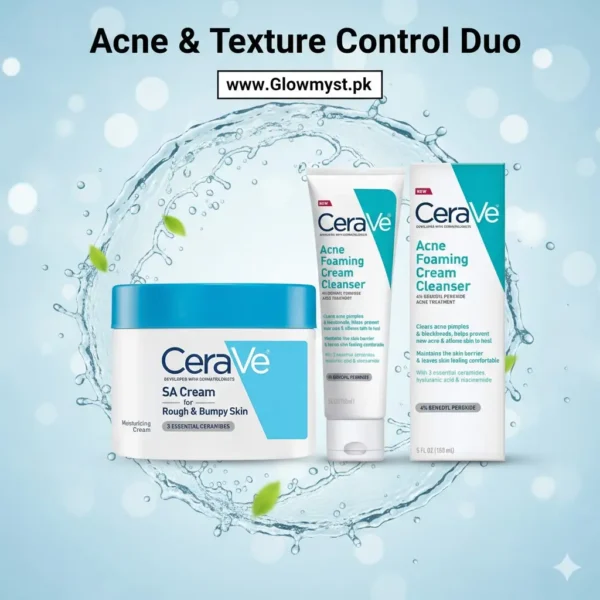 CeraVe Acne Texture Control Duo skincare set on display