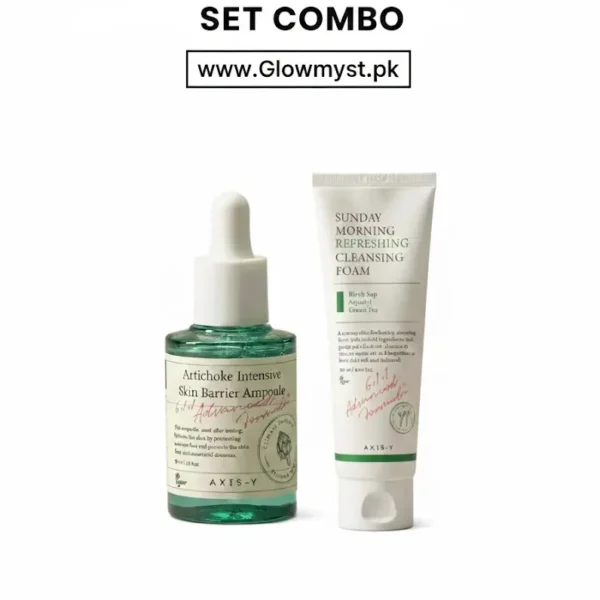Axis-Y Double Refresh Set skincare products displayed neatly on a clean background