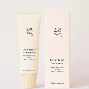 Beauty of Joseon Daily Relief Sunscreen tube packaging on display at GlowMyst