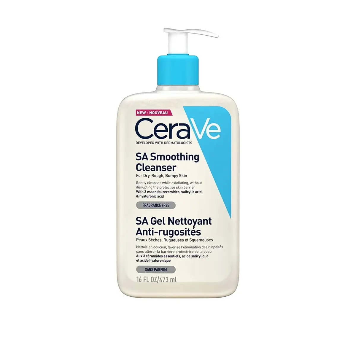 CeraVe-SA-Smoothing-Cleanser-aE-473ml.webp CeraVe SA Smoothing Cleanser 473ml bottle for daily skincare routine