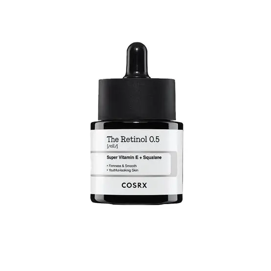 Cosrx Retinol 0.5 Oil bottle displayed for skincare routine at GlowMyst