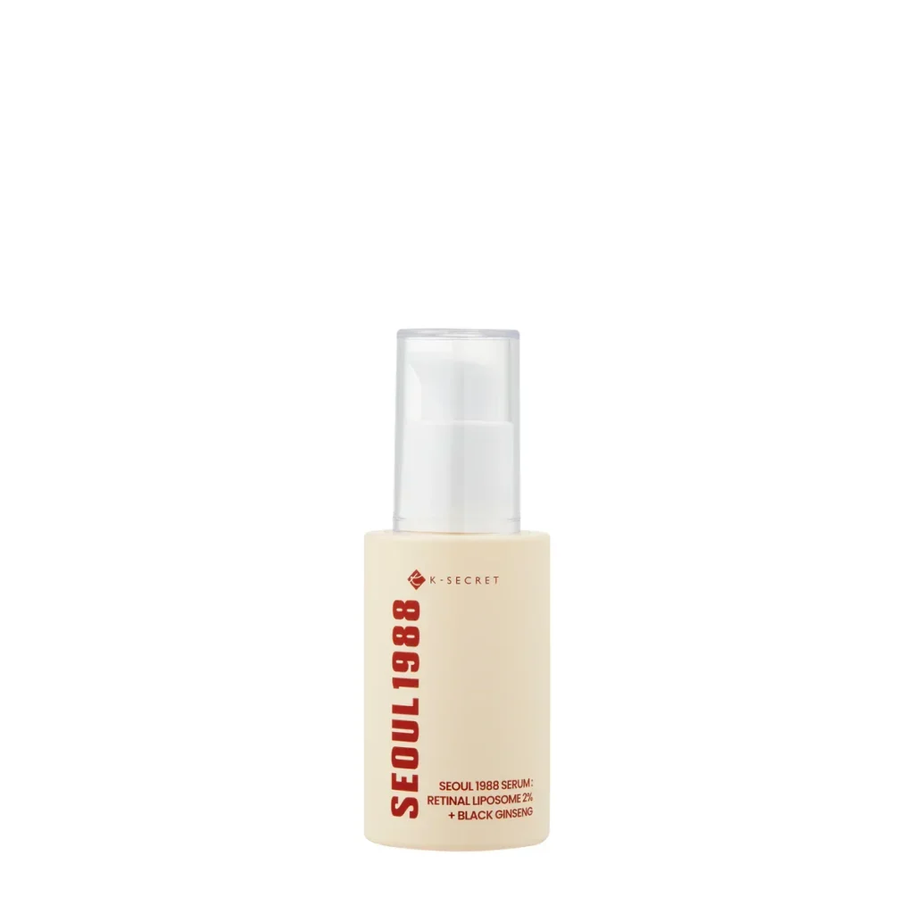 KSecret Seoul Retinal Serum bottle featuring 2% retinal liposome and black ginseng