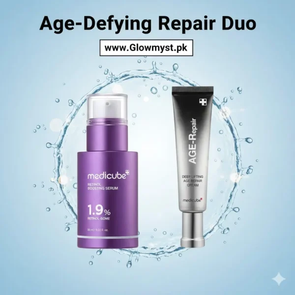 Medicube Age-Defying Repair Duo skincare set displayed on a clean surface