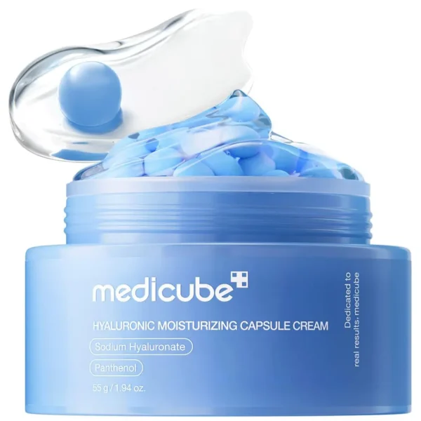 Medicube Hyaluronic Acid Capsule Cream 55g jar on display