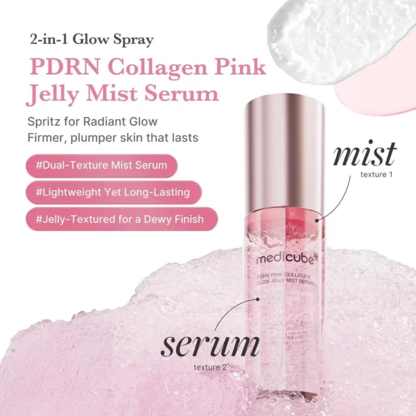 Medicube PDRN Pink Mist Serum bottle on display at GlowMyst
