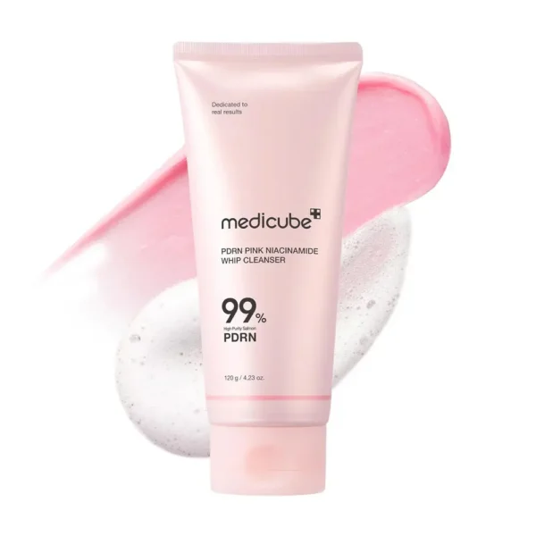 Medicube PDRN Whip Cleanser 120g tube displayed for skincare routines in Pakistan