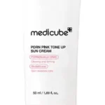 Medicube Pink Tone Up Sun Cream 50ml bottle front view for daily glow