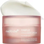 Medicube Triple Collagen Cream Hydrating and Firming Moisturizer 50ml jar on display