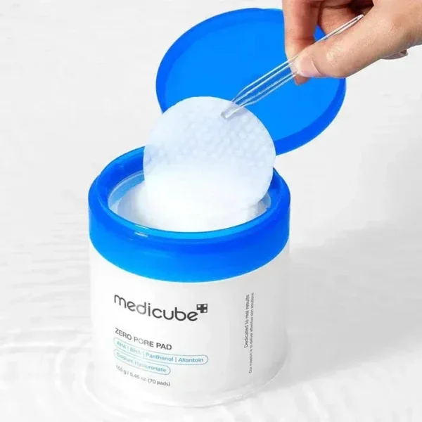 Medicube Zero Pore Toner Pads container with 70 pads on GlowMyst