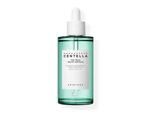 Skin1004 Tea-Trica Relief Ampoule bottle placed on a clean surface