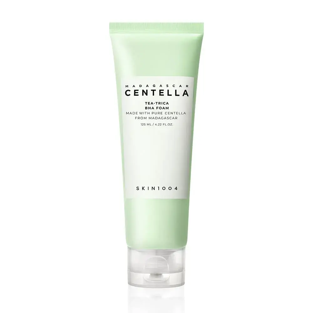 Skin1004-Madagascar-Centella-Tea-Trica-BHA-Foam-125ml-4.22-fl-oz.webp Skin1004 Tea Trica Foam 125ml tube displayed on a clean background at GlowMyst