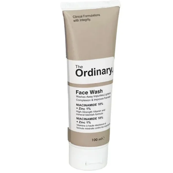 The Ordinary Niacinamide Face Wash bottle on display at GlowMyst