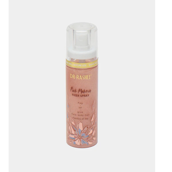 Dr Rashel Pink Makeup Fixer spray bottle on display