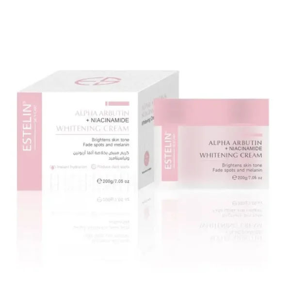 Estelin Alpha Arbutin Cream jar displayed neatly on a clean white surface