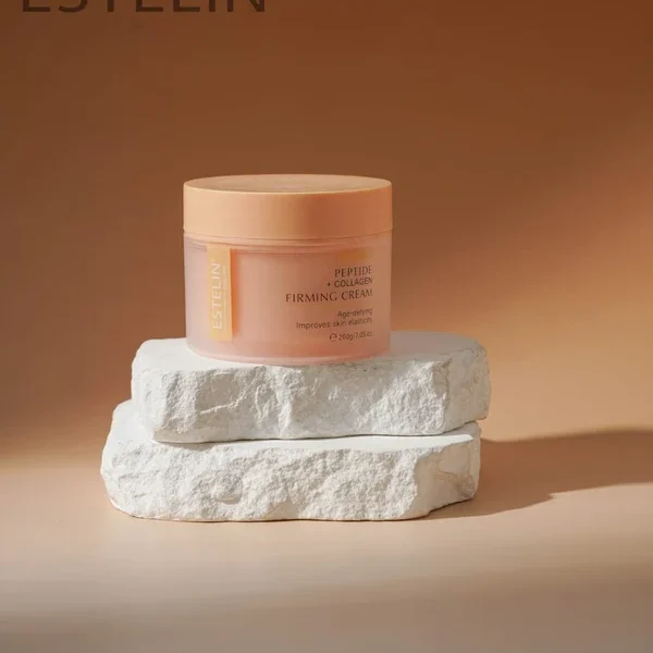 Estelin Peptide Firming Cream jar displayed against a clean background
