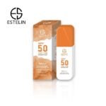 Estelin Brightening Sunscreen Lotion SPF50 bottle on display