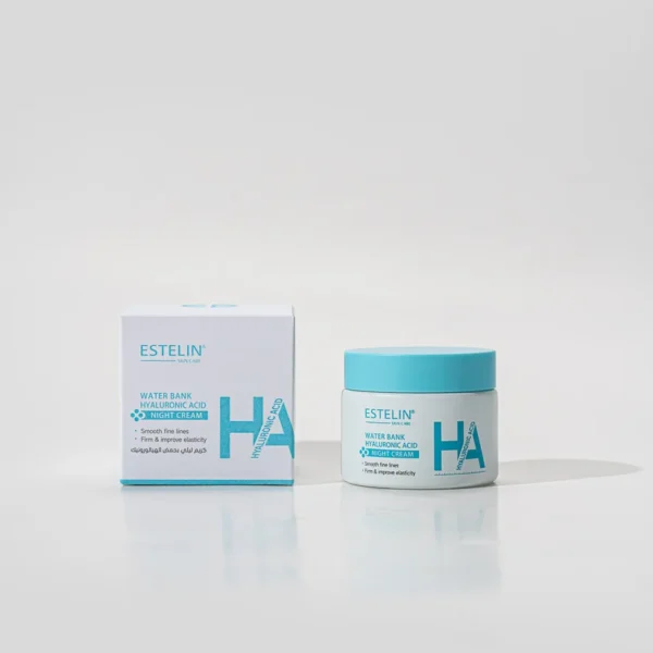 Estelin Hyaluronic Acid Night Cream 50g jar displayed on GlowMyst Pakistan