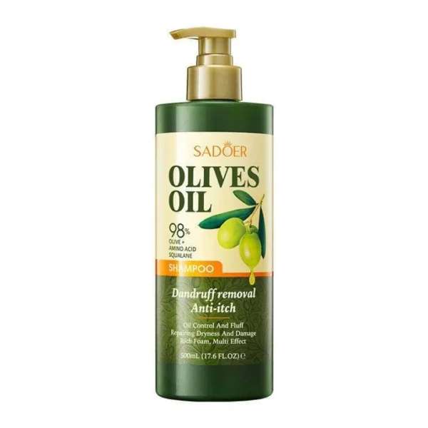 Sadoer Olive Oil Shampoo bottle on display at GlowMyst