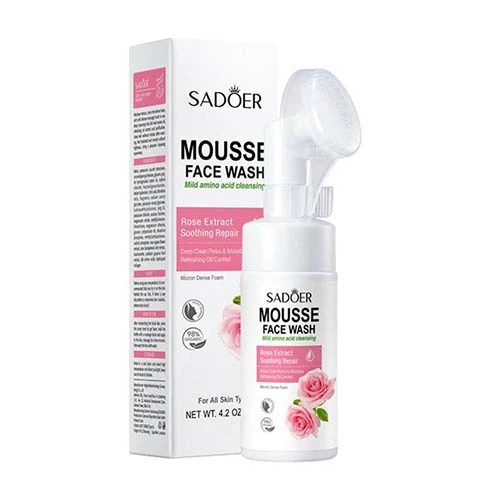 Sadoer Rose Face Wash 120ml bottle displayed on GlowMyst