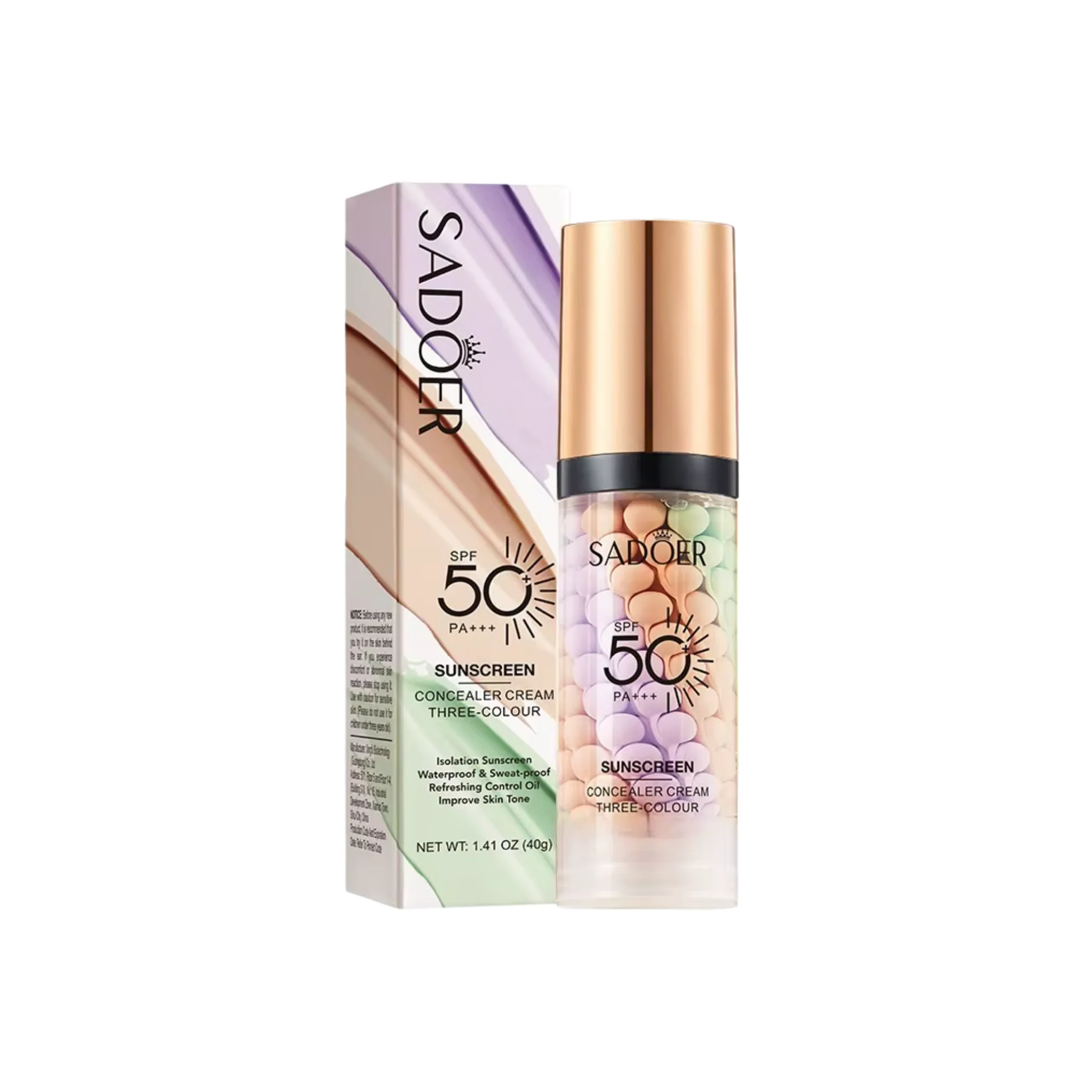 SADOER Three-Color Concealer Sunscreen SPF 50 PA+++ – UV Protection & Tone-Perfecting Care SADOER Three-Color Concealer Sunscreen SPF 50 PA+++