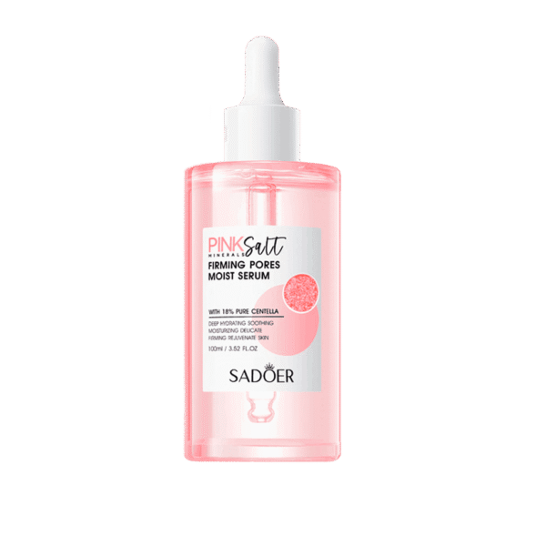 Sadoer Pink Salt Serum bottle displayed on a clean surface