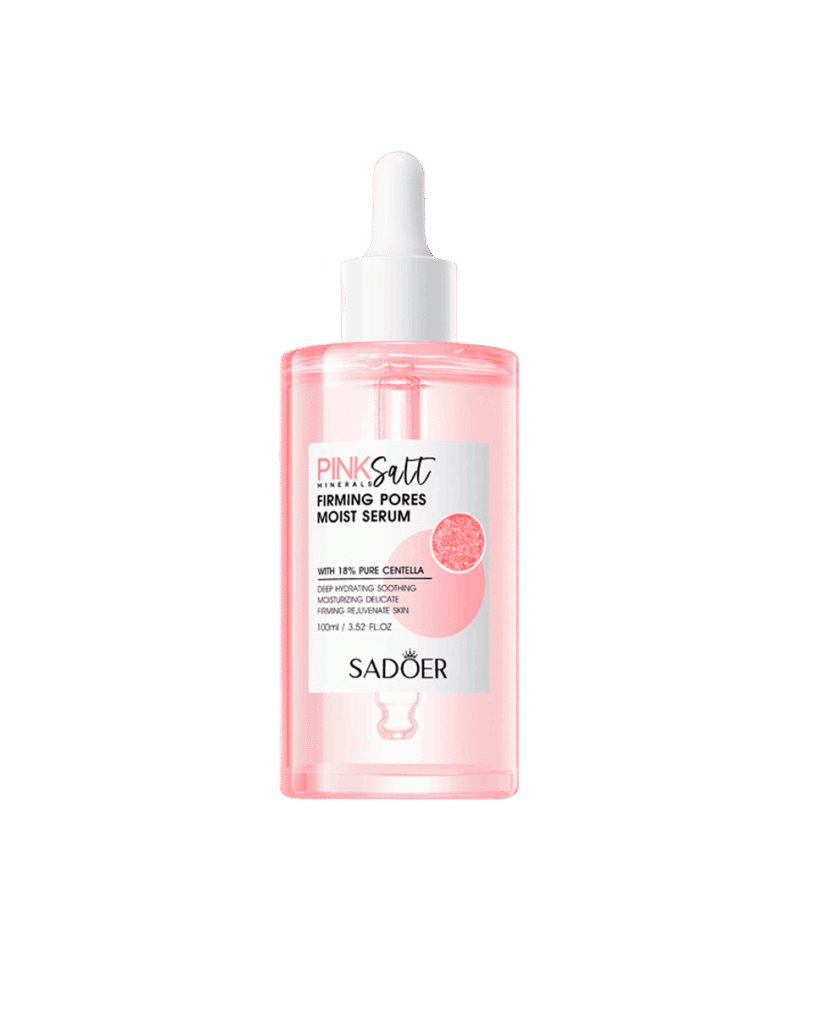 Sadoer Pink Salt Serum bottle displayed on a clean surface