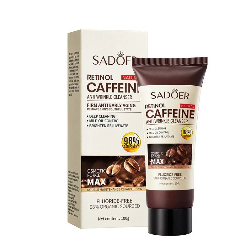 Sadoer Retinol Caffeine Anti Wrinkle Facial Cleanser 100g Sadoer Retinol Caffeine Cleanser bottle against a clean backdrop