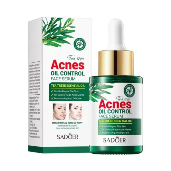 Sadoer Tea Tree Oil Control Serum bottle for acne-prone skin