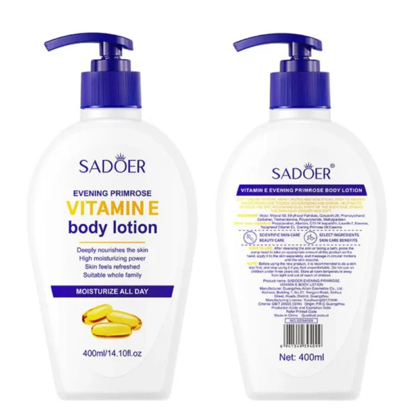 Sadoer Vitamin E Body Lotion 400ml bottle for glowing skin