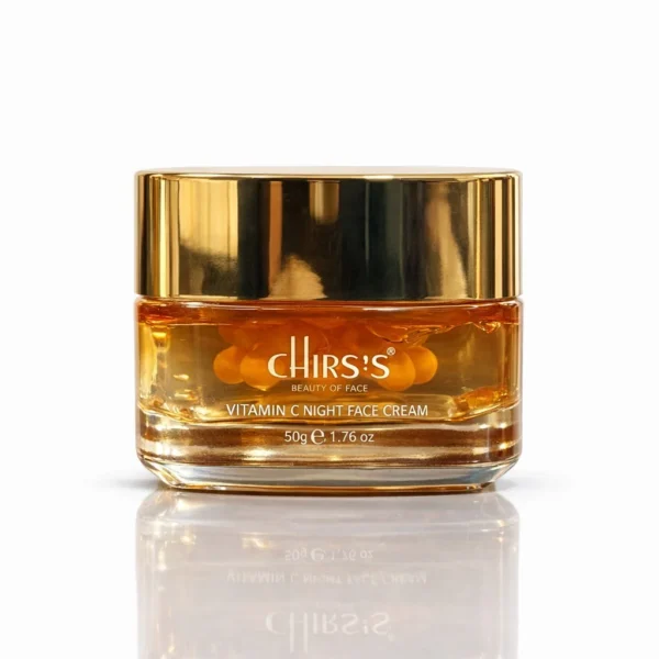 Chirs's Vitamin C Night Cream jar on display at GlowMyst