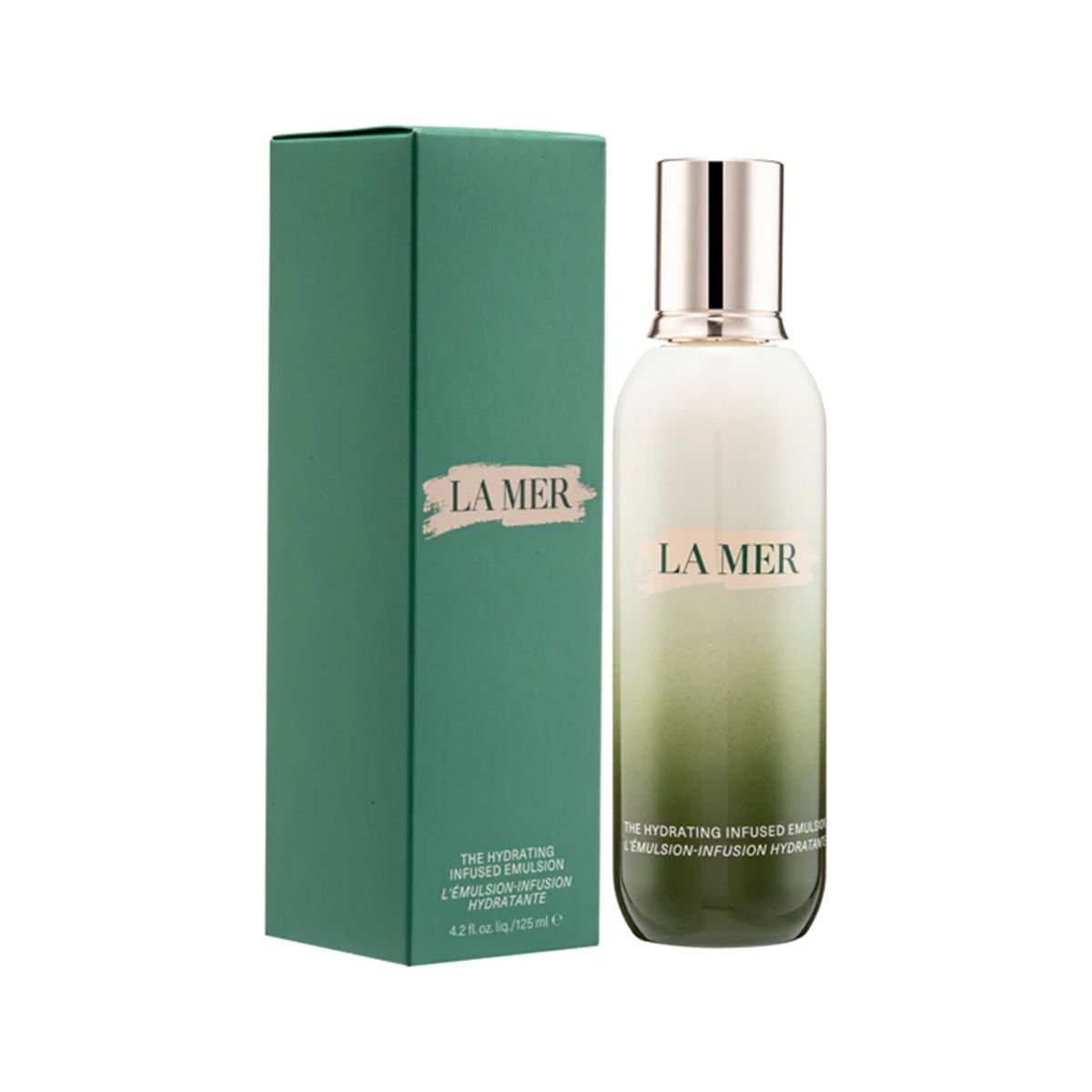 cr-lpi_2627 LAMER Hydrating Infused Emulsion luxury bottle on display