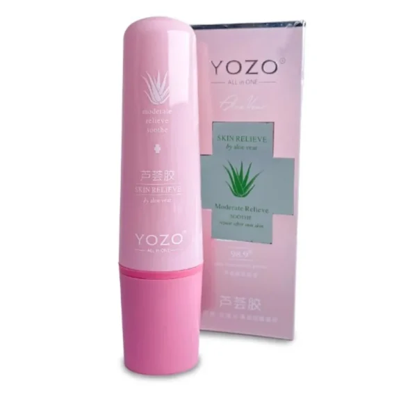 yozo all in one aloveer product bottle on display at GlowMyst
